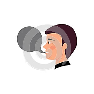 Man with empty speech bubble vector illustration. man talking with bubble