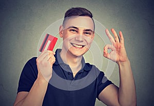 Man enjoying credit card approval