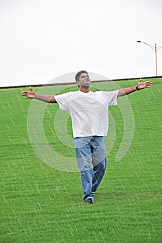 Man Enjoying Drizzle