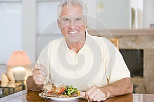 Man Enjoying Healthy meal, mealtime