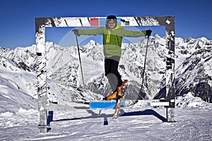 Man enjoying skiing