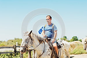 Man enjoying summer vacation in Camargue