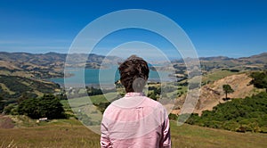 Man enjoying view, New Zealand