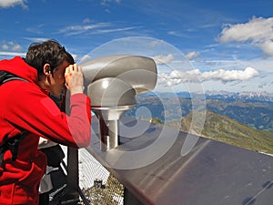 Man enjoying view over mountain range