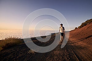 Man enjoyment view above clouds