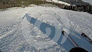 Man enjoys skiing in the Alps.