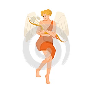 Man Eros Ancient Greek God and Deity as Figure from Mythology Vector Illustration