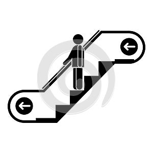 Man escalator move down icon, simple style