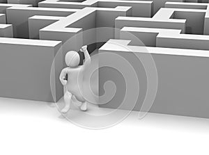 Man escaping labyrinth