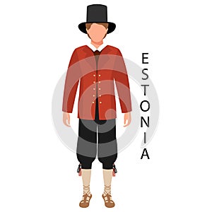 A man in Estonian folk costume. Culture and traditions of Estonia. Illustration