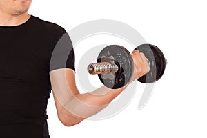 Man exercise with a dumbbell