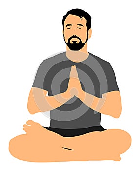 Man exercises yoga, sitting pose .