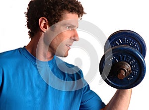 Man exercising with dumbbell