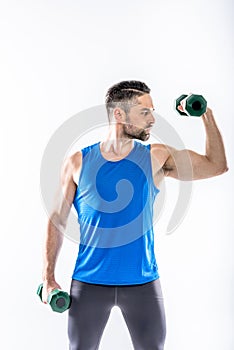 Man exercising with dumbbells