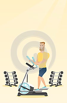 Man exercising on elliptical trainer.