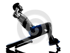 Man exercising fitness crunches silhouette