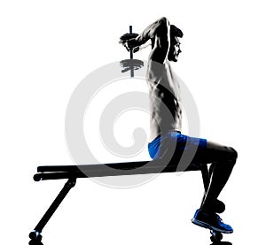 Man exercising fitness weights Bench exercises