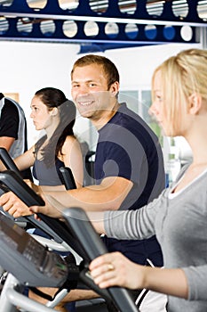 Man exercising with friends