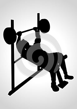 Man Exercising Using Weight Bench