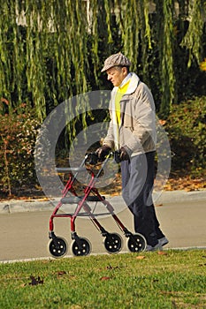 Man Exercising with Walker photo