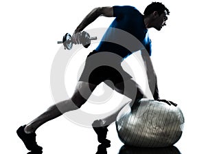 Man exercising weight training workout fitness
