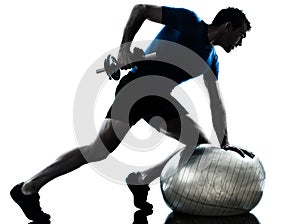 Man exercising weight training workout fitness posture
