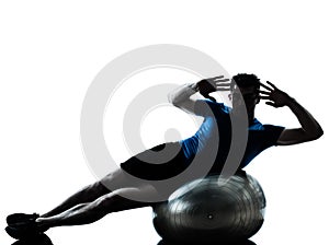 Man exercising workout fitness ball posture