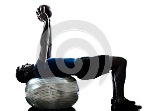 Man exercising workout fitness ball posture