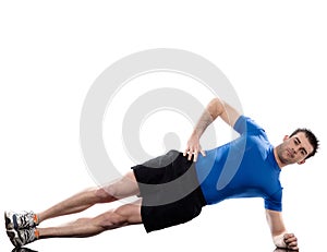 Man exercising workout fitness posture abdominals push ups