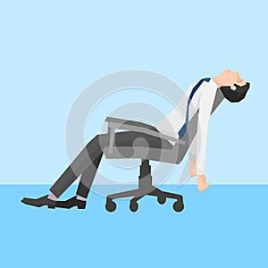 A man exhausted on a chair.