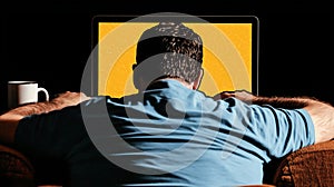 Man exhausted in front of a computer screen photo
