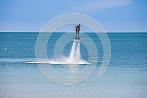 Man exibition on flyboard