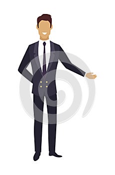 Man in Expensive Suit Pointing on Something Vector