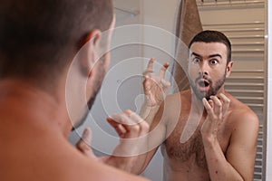 Man experimenting self image dissociation photo