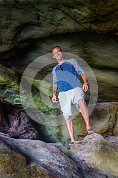 Man Explore Cave