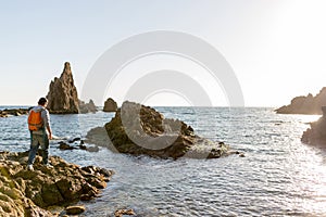 Man exploring Spanish coastline