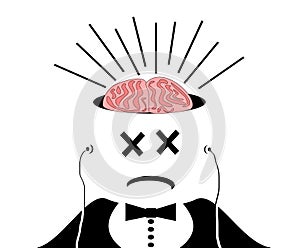 Man with exposed brain