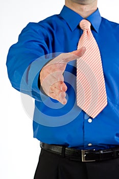 Man extending handshake photo