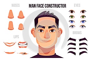 Man Face Constructor Elements