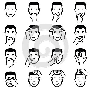 Man face with hand vector illustration