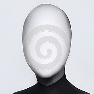 Man without a face, an impersonal man, mannequin. Anonymous portrait of a man, abstract identity. Illustration photo