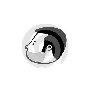 Man face with short beard black and white illustration