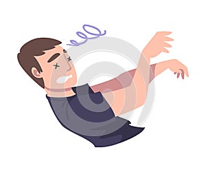 Man Fainting and Losing Consciousness, Symptom of Heart Stroke Cartoon Vector Illustration