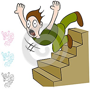 Man Falling Down Flight of Stairs