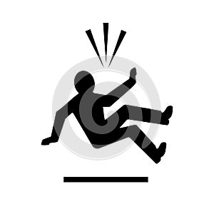 Man falling down from height vector pictogram