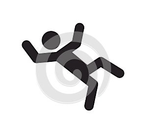 A man falling down icon. Man slipped icon. Slippery wet floor. Vector illustration isolated on white background