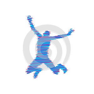 Man falling down. Jumping man. 3D model of man. Element for sport design. Vector illustration