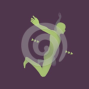 Man falling down. Jumping Man. 3D Model of Man. Human Body. Sport Symbol. Design Element. Vector Illustration