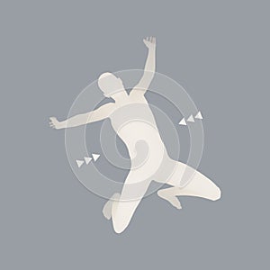 Man falling down. Jumping Man. 3D Model of Man. Human Body. Sport Symbol. Design Element. Vector Illustration