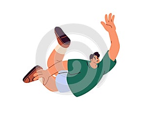 Man falling down. Psychological concept, failure, panic and misfortune. Scared afraid person loser falls. Accident photo